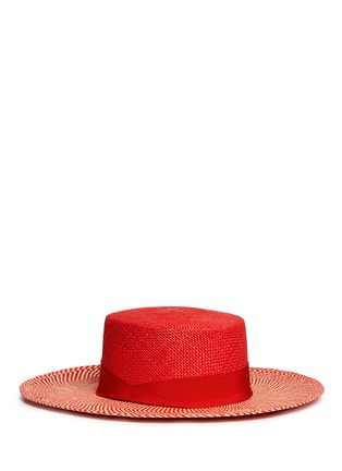 Main View - Click To Enlarge Main View - Click To Enlarge - Sensi Studio - Chevron stripe toquilla straw boater hat