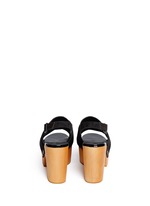 Back View -Click To Enlarge 'Clara' patent trim tassel suede clog sandals