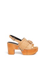 Main View -Click To Enlarge 'Clara' patent trim tassel suede clog sandals