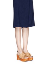 Figure View -Click To Enlarge 'Clara' patent trim tassel suede clog sandals