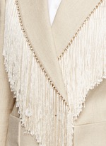 Detail View -Click To Enlarge Fringe trim double breasted blazer