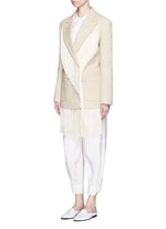 Front View -Click To Enlarge Fringe trim double breasted blazer
