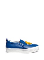Main View -Click To Enlarge 'Smile' appliqué leather flatform skate slip-ons