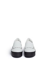 Front View -Click To Enlarge 'Cici' eyelet leather flatform skate slip-ons