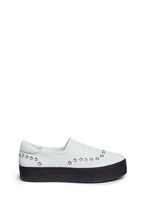 Main View -Click To Enlarge 'Cici' eyelet leather flatform skate slip-ons