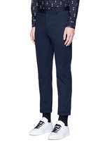 Front View -Click To Enlarge Slim fit rolled cuff cotton pants