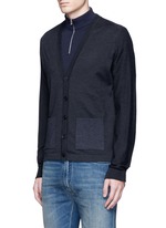 Front View -Click To Enlarge Tri-colour wool cardigan