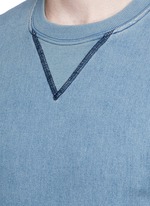 Detail View -Click To Enlarge Calfskin leather elbow patch sweatshirt