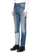 Front View -Click To Enlarge Slim fit vintage wash panelled jeans