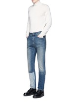 Figure View -Click To Enlarge Slim fit vintage wash panelled jeans
