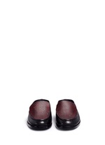 Front View -Click To Enlarge 'Nebulla' water snakeskin panel leather mules