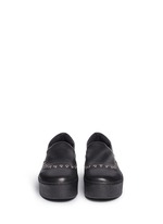 Front View -Click To Enlarge 'Cici' eyelet leather flatform skate slip-ons