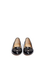 Front View -Click To Enlarge 'Kitty' croc embossed leather flats