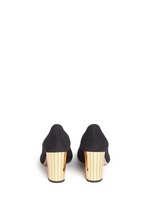 Back View -Click To Enlarge 'Liz' metallic panelled heel suede pumps