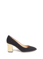 Main View -Click To Enlarge 'Liz' metallic panelled heel suede pumps