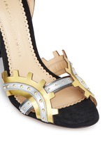 Detail View -Click To Enlarge 'High Gear' cog cutout metallic leather sandals