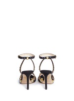 Back View -Click To Enlarge 'High Gear' cog cutout metallic leather sandals