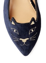 Detail View -Click To Enlarge 'Mid-Century Kitty' velvet flats