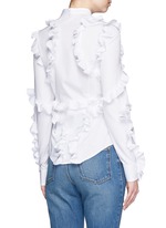 Back View -Click To Enlarge Frill trim cotton poplin shirt