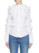 Main View -Click To Enlarge Frill trim cotton poplin shirt