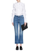 Figure View -Click To Enlarge Frill trim cotton poplin shirt