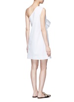 Back View -Click To Enlarge Twist bow one-shoulder microfaille dress