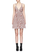 Main View -Click To Enlarge Strawberry jacquard plunge V-neck dress