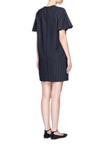 Back View -Click To Enlarge Pinstripe wool blend shift dress