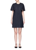 Main View -Click To Enlarge Pinstripe wool blend shift dress