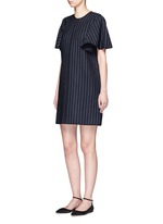 Figure View -Click To Enlarge Pinstripe wool blend shift dress