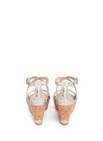 Back View -Click To Enlarge 'Portia' snake print suede cork wedge platform sandals