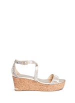 Main View -Click To Enlarge 'Portia' snake print suede cork wedge platform sandals