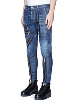 Front View -Click To Enlarge 'Military' zipper denim pants