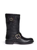 Main View -Click To Enlarge 'Biker' rabbit fur leather boots