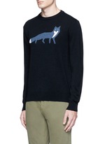 Front View -Click To Enlarge Fox intarsia wool sweater