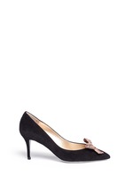 Main View -Click To Enlarge x BLITZ 'Decollete' strass pavé bow suede pumps