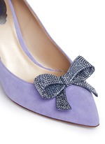 Detail View -Click To Enlarge x BLITZ 'Decollete' strass pavé bow suede pumps