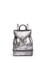 Main View -Click To Enlarge Small charm chain metallic pebbled leather backpack