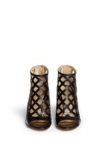 Front View -Click To Enlarge 'Yvonne' cutout leather open toe caged booties