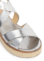 Detail View -Click To Enlarge 'Darby' snakeskin effect metallic leather espadrille sandals