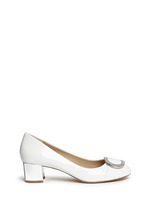 Main View -Click To Enlarge 'Pauline' logo plaque patent leather pumps