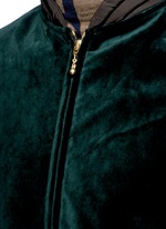 Detail View -Click To Enlarge Tech fabric underlay velvet bomber jacket