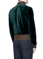 Back View -Click To Enlarge Tech fabric underlay velvet bomber jacket