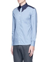 Front View -Click To Enlarge Polka dot Western yoke cotton shirt