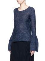Front View -Click To Enlarge Bell cuff wool blend sweater