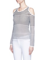Front View -Click To Enlarge 'Brenna' gradient stripe cutout shoulder sweater