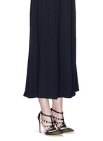 Figure View -Click To Enlarge Metal stud appliqué leather trim suede pumps
