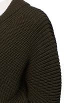 Detail View -Click To Enlarge Asymmetric wool rib knit jacket