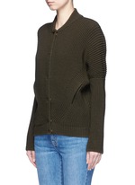 Front View -Click To Enlarge Asymmetric wool rib knit jacket