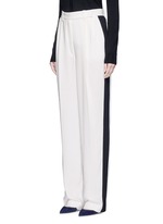 Front View -Click To Enlarge Tuxedo stripe washed crepe techno pants
